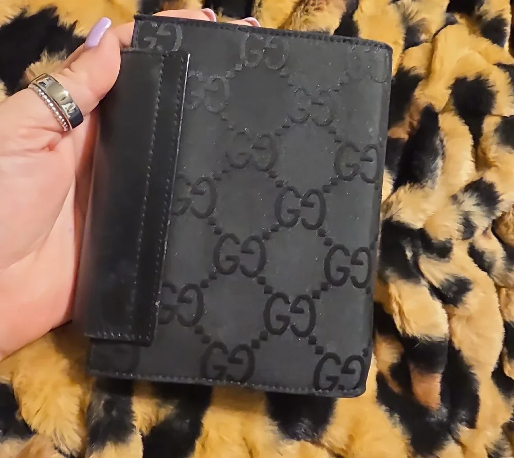 Gucci Brown Box with Black Leather & GG Canvas Wallet